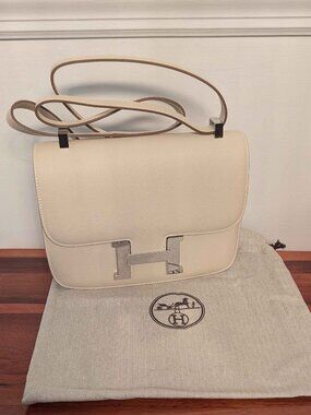 Constance 24 Cream Epsom Leather Silver Hardware